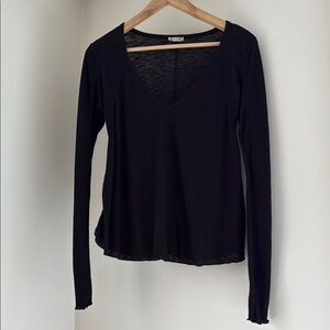 Black V-Neck Long Sleeve Top by Free People